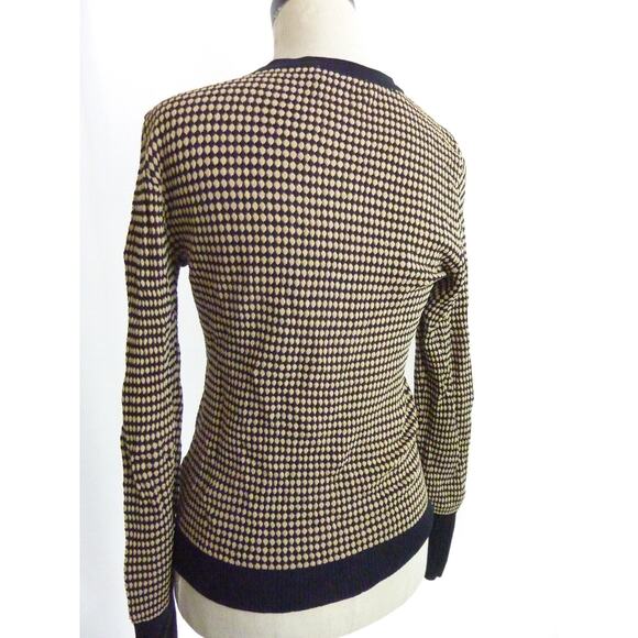 Zara Geometric Shape Pattern Sweater Tan Black Maroon Size - Picture 3 of 6